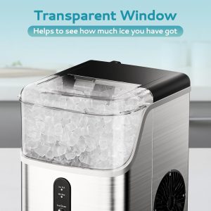Celebrate with Us Anniversary Limited-Time & Limited-Quantity Deal RM 99.00：EUHOMY Nugget Ice Makers Countertop, Pebble Ice Maker Machine with 35lbs/24H Soft Ice, Self-Cleaning Sonic Ice Maker with Ice Scoop&Basket, Pellet Ice Maker for Home/Kitchen/Office