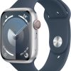Celebrate with Us Anniversary Limited-Time & Limited-Quantity Deal RM 99.00：Apple Watch Series 9 [GPS + Cellular 45mm] Smartwatch with Silver Aluminum Case with Storm Blue Sport Band S/M. Fitness Tracker, Blood Oxygen & ECG Apps, Always-On Retina Display, Water Resistant