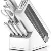Anniversary Celebration – While Stocks Last：Ninja Foodi NeverDull Knife Set K12010, High Carbon Stainless Steel, Built-In Sharpener, Ergonomic Handle, Durable 10pc Kitchen Knife Block Set (White)