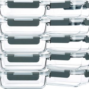 Anniversary Celebration While Stocks Last Just RM 9.89：M MCIRCO 10-Pack,22 Oz Glass Meal Prep Containers,Glass Food Storage Containers with lids,Lunch Containers,Microwave, Oven, Freezer and Dishwasher